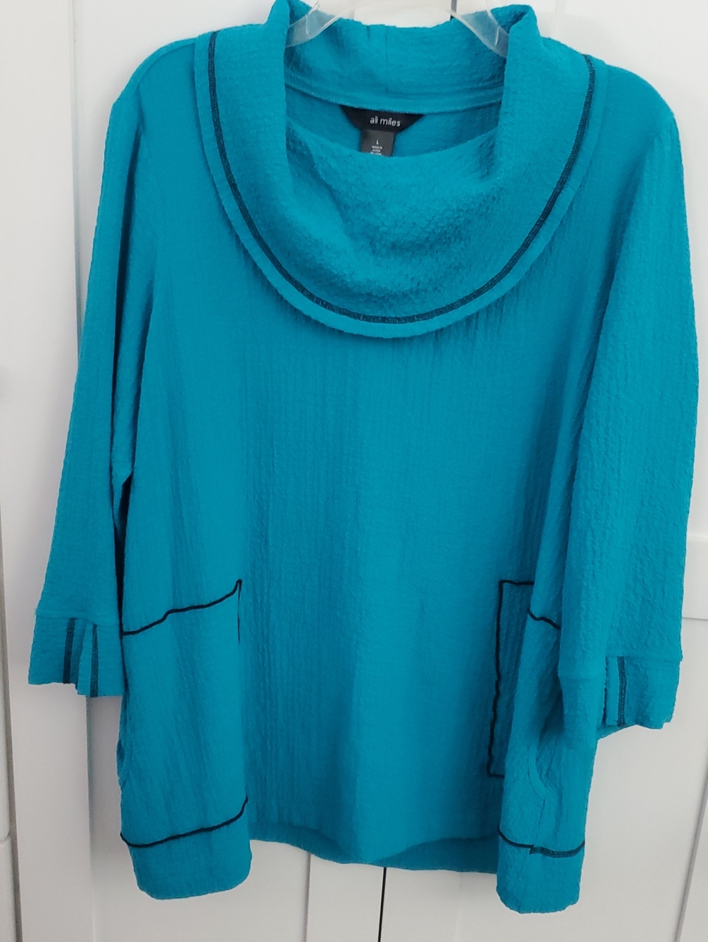 Ali Miles Turquoise Tunic with Dark Trim